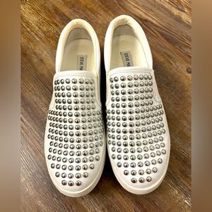 Steve Madden Torin White Studded Platform Slip-on Sneakers Size 10 Punk Festival